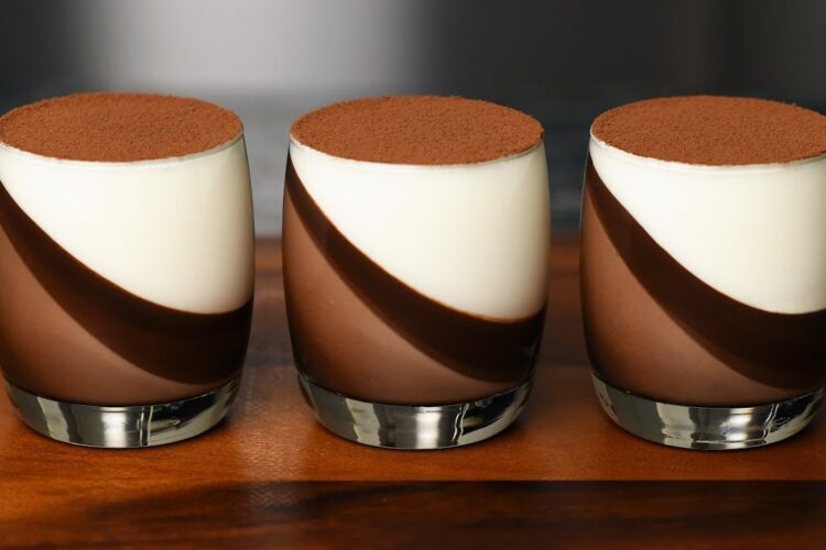 Chocolate dessert panna cotta. Easy to make. No bake.