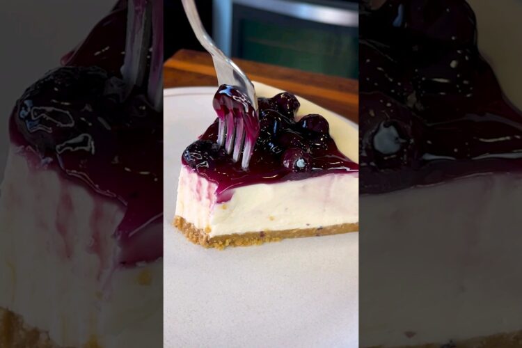 Postre Facil Sin Hornear Cheesecake de Arándanos Receta #shorts