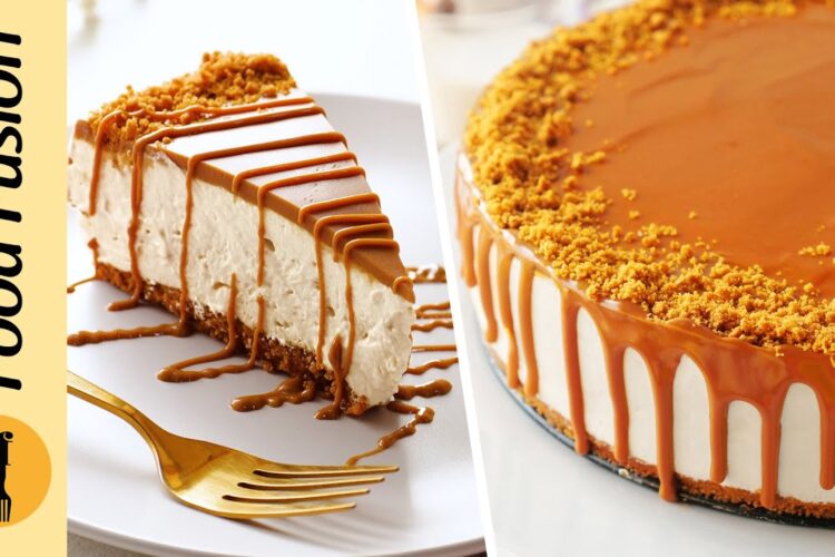 Lotus Cream Cheese Cake - No Bake Recipe By Food Fusion