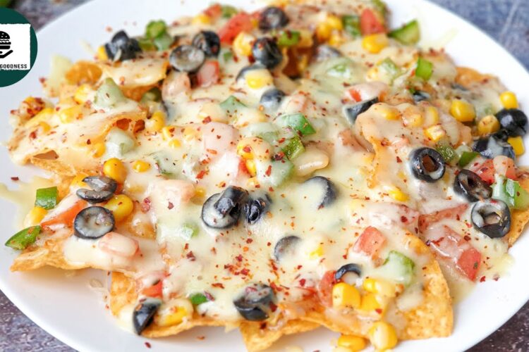 1 Minute Loaded Cheesy Nachos Recipe | Easy Vegetable Nachos by Marinated Goodness