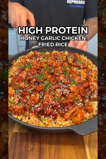 Healthy High Protein Honey Garlic Chicken Fried Rice #highprotein #mealprep #healthyrecipes #foodie