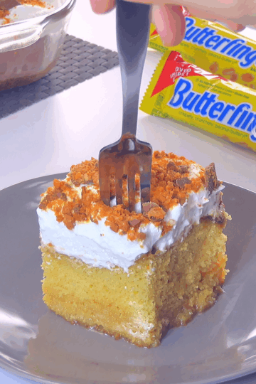 Butterfinger Poke Cake - Aunt Bee's Recipes