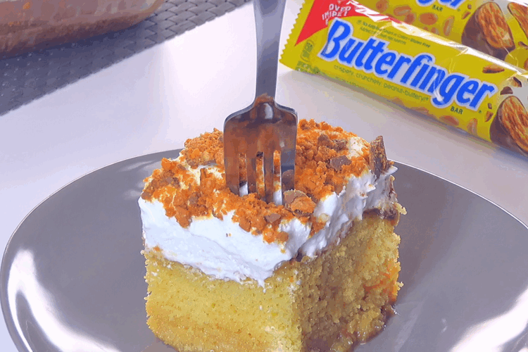 Butterfinger Poke Cake - Aunt Bee's Recipes