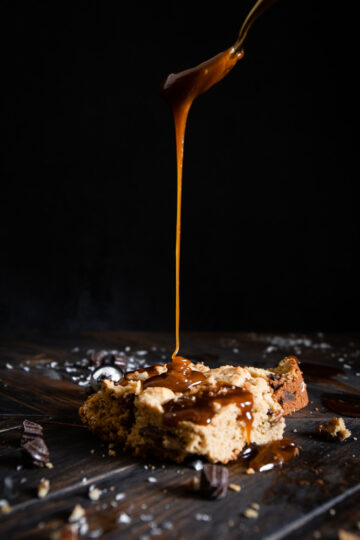 Chocolate Pecan Supreme Brookie with Kahlua Caramel Sauce