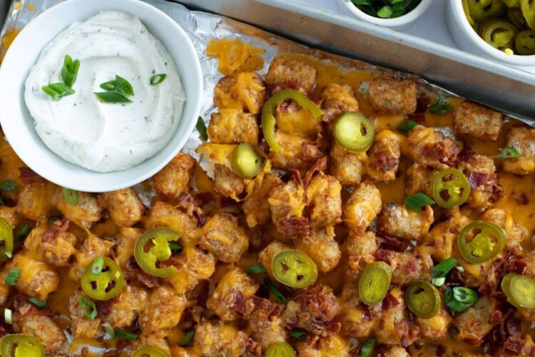 Tater tots with sour cream dip.