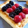 Puff pastry with raspberries and blackberries.