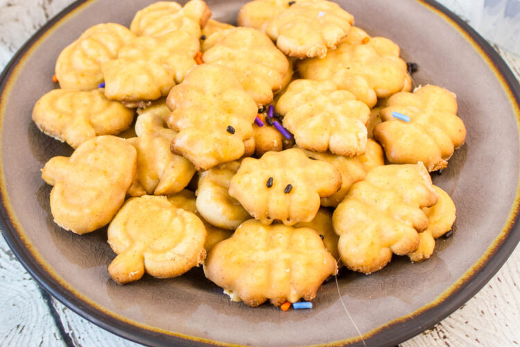 Pumpkin Spice Spritz Cookies with Pumpkin Spice Glaze