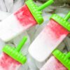 Close up shot Strawberry Coconut Ice Popsicles