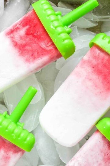 Close up shot Strawberry Coconut Ice Popsicles