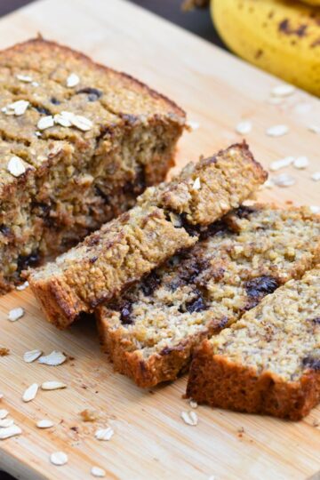 Healthy Banana chocolate chip oatmeal bread