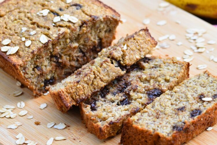 Healthy Banana chocolate chip oatmeal bread