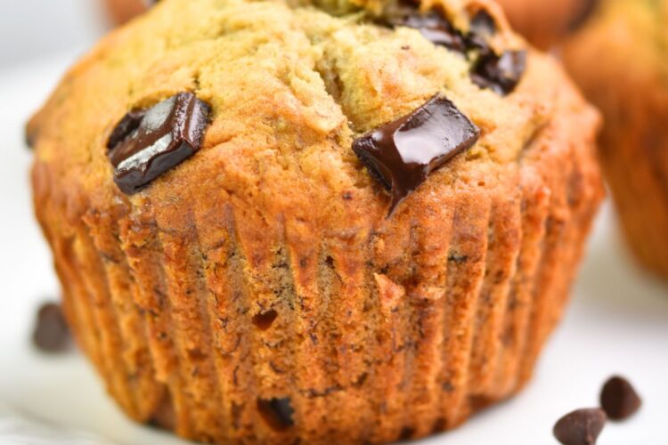 Easy chocolate chunk banana muffins (eggless)