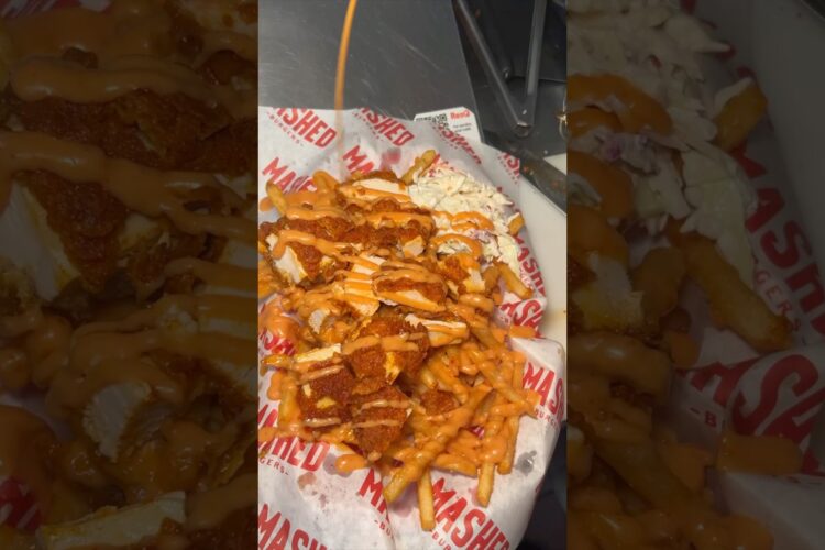 LOADED HOT CHICKEN FRIES! 🔥🔥 Mashed Burgers in Hoboken NJ. #DEVOURPOWER