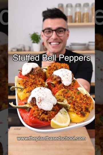 Stuffed Bell Peppers with rice and lentils (healthy dinner idea)