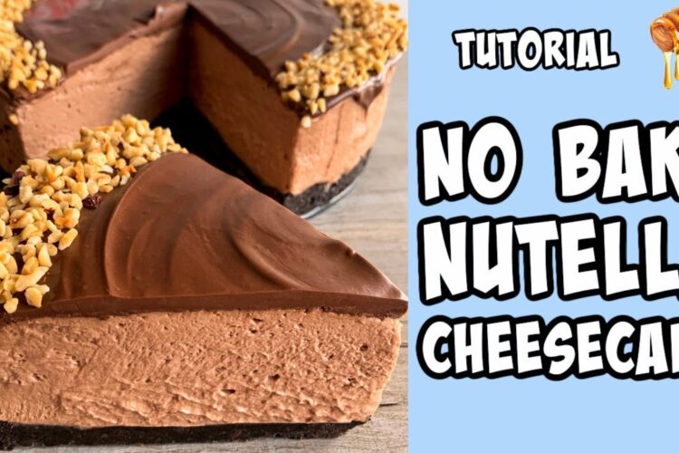 No Bake Nutella Cheesecake! Recipe tutorial #shorts