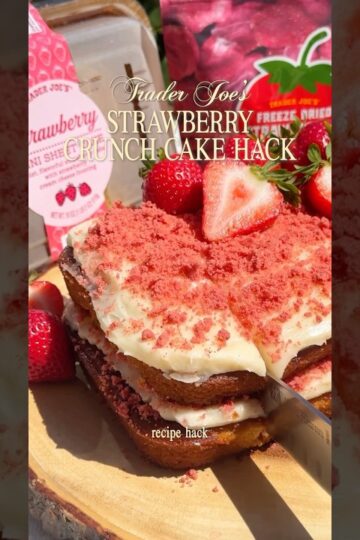 Trying a Trader Joe’s Strawberry Crunch Cake Recipe Hack 🍓🍰 #traderjoes #strawberry #cake