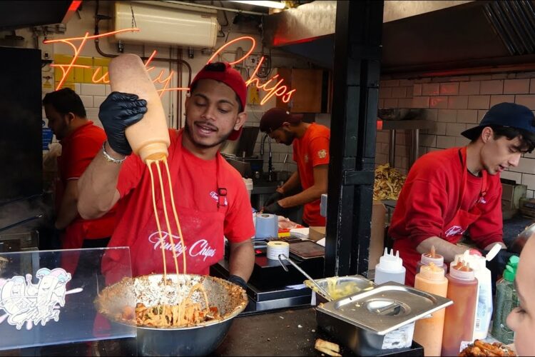 FUNKY CHIPS | Masala Chips | Cheesy Chips | Fully Loaded Viral Chips in Camden Stables Market London