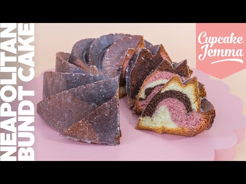 Neapolitan Bundt Cake Recipe | Strawberry, Vanilla and Chocolate sponge | Cupcake Jemma