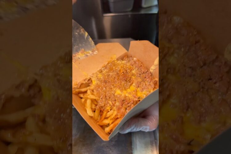 Possibly the BEST LOADED FRIES in NYC! From Burgers On B in NYC’s East Village. 🍔🍟🔥 #DEVOURPOWER