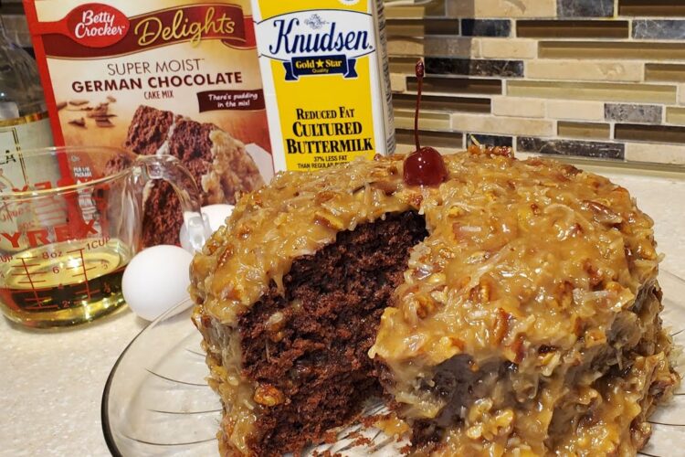 Best German Chocolate Cake from a box w/Old-Fashioned Pecan Frosting from Scratch