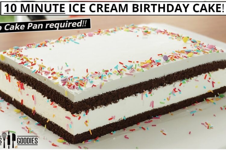 10 Minute ICE CREAM BIRTHDAY CAKE! Soft Chocolate Cake w/ Softy Ice Cream🍦🍰 Ice Cream Cake Recipe