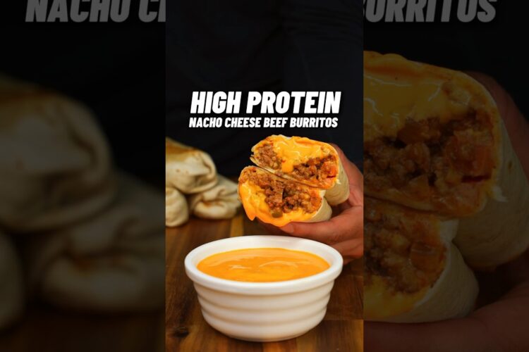 EASIEST High Protein Nacho Cheese Burritos! ONLY 463 calories with 52g Protein🔥🧀💪🏽 #mealprep