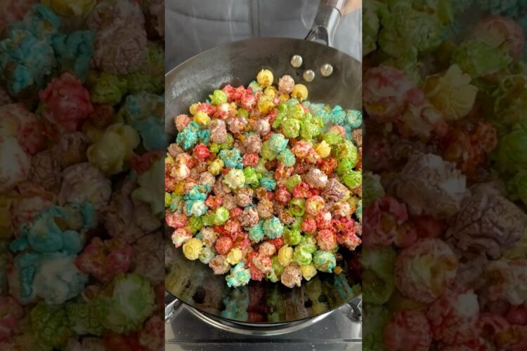 This is a bag of rainbow candy popcorn, it's beautifully made