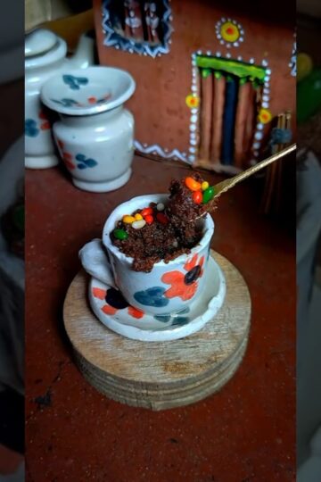 Miniature Chocolate Cup Cake 🧁🍫 Mini Kitchen Set #miniaturefood #chocolatecake #miniature #shorts