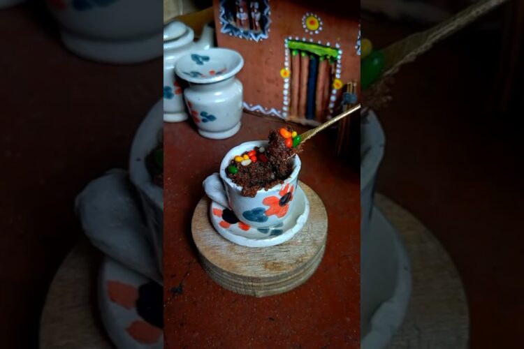 Miniature Chocolate Cup Cake 🧁🍫 Mini Kitchen Set #miniaturefood #chocolatecake #miniature #shorts