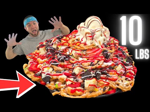 LARGEST FUNNEL CAKE IN TEXAS! LOADED 10 LBS SWEETS IN UNDER 45 MIN?