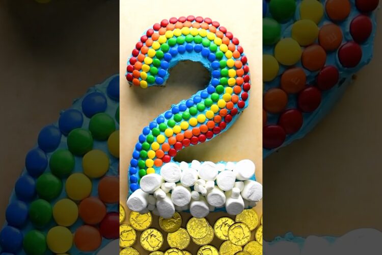 Transforming a number Cake into a rainbow #shorts