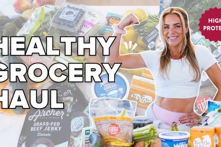 high protein GROCERY HAUL to lose weight | healthy meal ideas + free detox