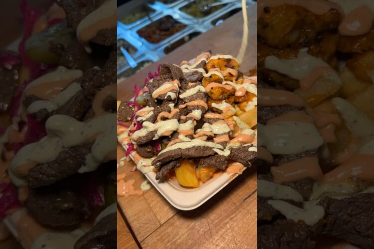 SAUCY LOADED FRIES from Wolfnights: the gourmet wrap in NYC! 🍟💦 Don’t mind if we do! #DEVOURPOWER