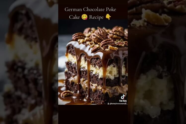 German Chocolate Poke Cake 😋 Recipe 👇