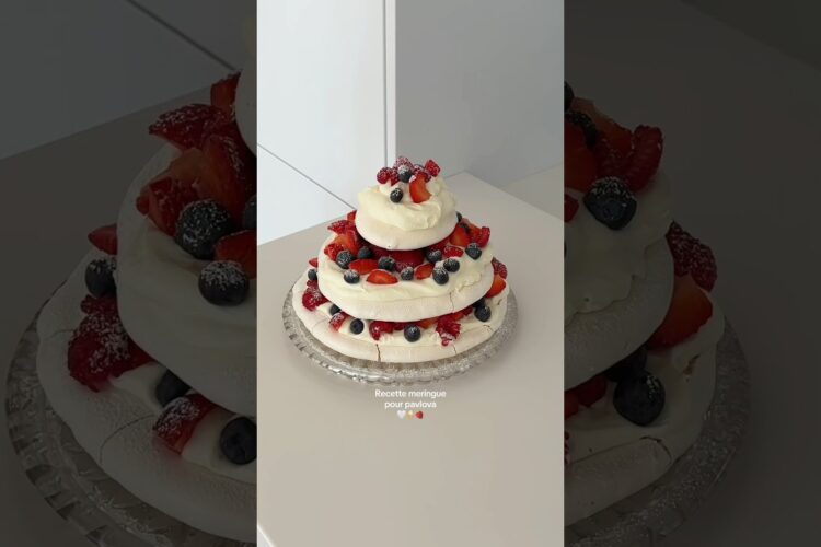 Recette de meringue pour pavlova 🍓 #recettefacile #pavlova #meringue