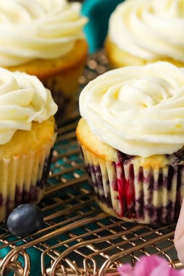 Lemon Blueberry Cupcakes made with Fresh Lemon and Blueberries