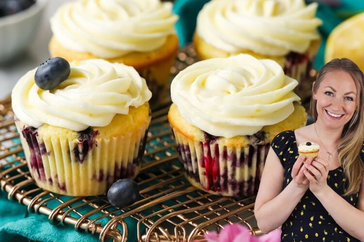 Lemon Blueberry Cupcakes made with Fresh Lemon and Blueberries