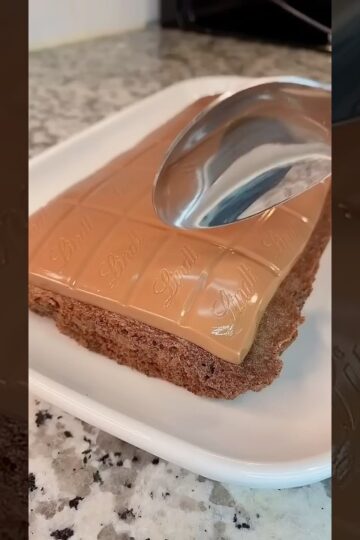 Chocolate cake with a whole block of chocolate on top 🔝