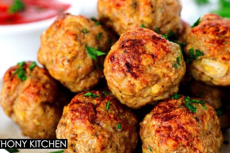 The BEST Baked Turkey Meatballs | LOADED With of Flavor!