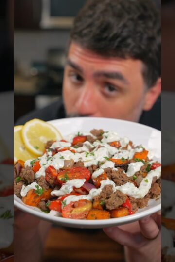 Greek Style Beef & Sweet Potato Bowls! #beefbowl #lunchideas #easyrecipes