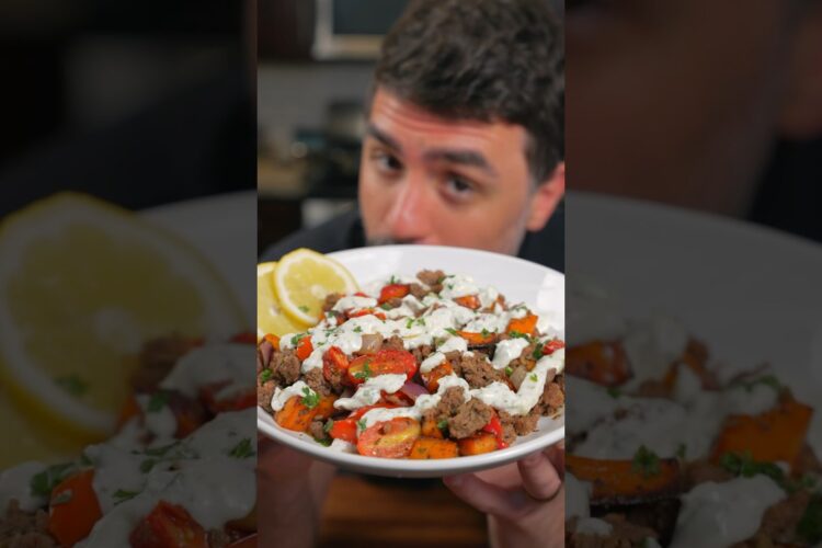 Greek Style Beef & Sweet Potato Bowls! #beefbowl #lunchideas #easyrecipes