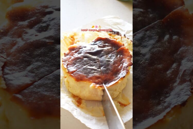 single serve burnt basque cheesecake (eggless + 5 ingredients + airfried) 🍰