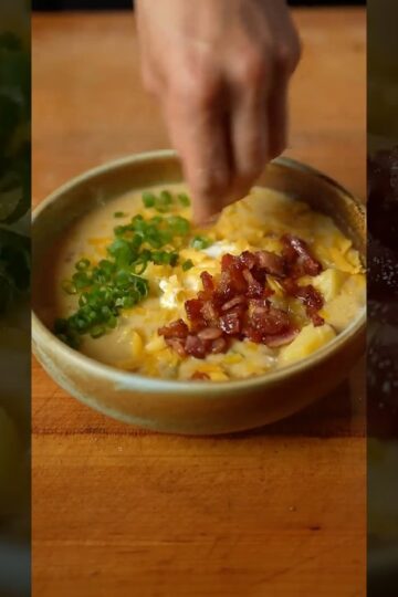 Loaded baked potato SOUP  #cooking #soup #cozy
