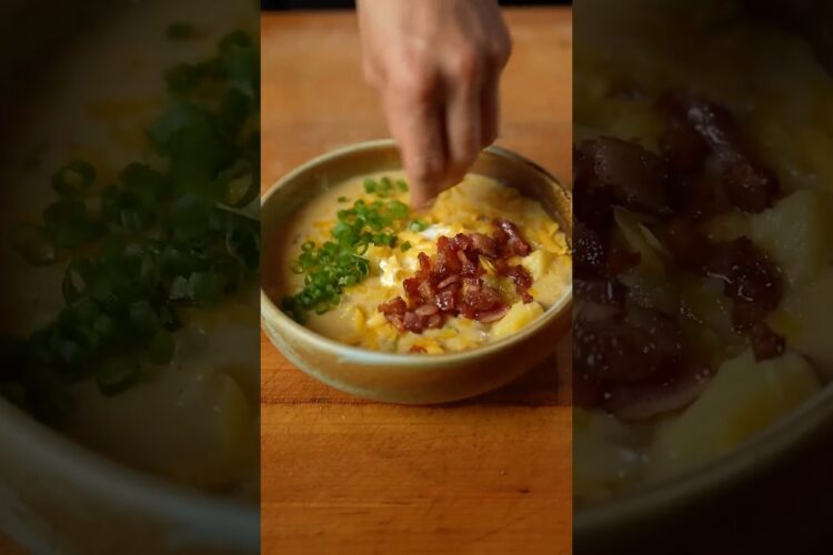Loaded baked potato SOUP  #cooking #soup #cozy