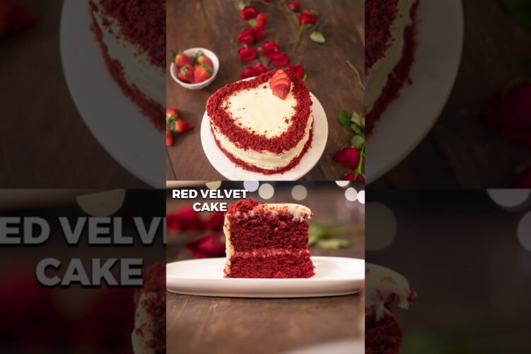 Eggless Red Velvet Cake | Valentine Special Cake Recipes #shorts #redvelvetcake
