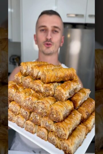 Baklava Rolls Recipe EASY (Homemade Greek Saragli)