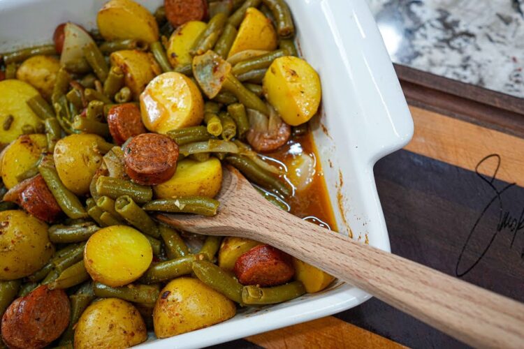 Grandma's Famous Sausage Green Bean Casserole