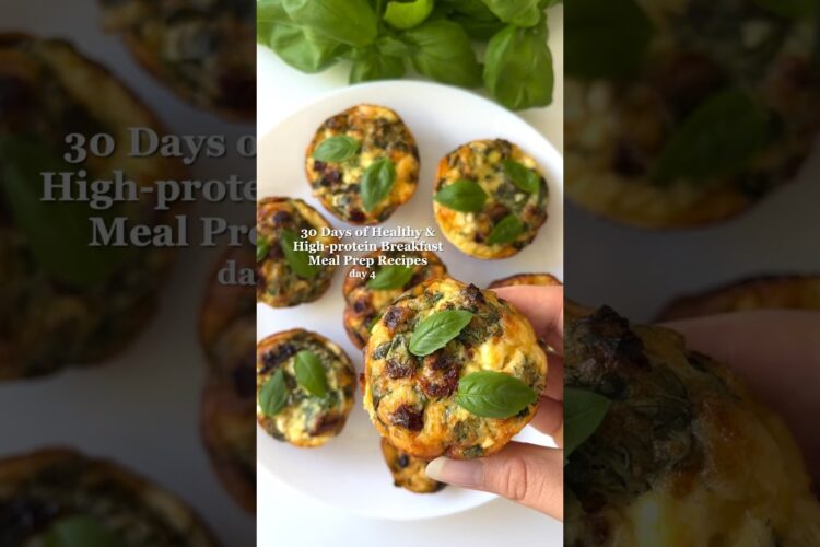 Egg Muffins😍 Day 4 of 30 Days of Healthy Breakfast Meal Prep Recipes #mealprep #highprotein