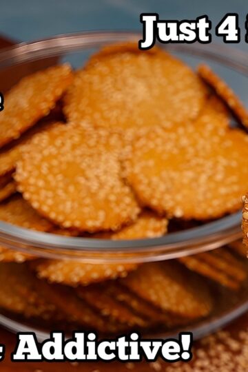 The Perfect Crunchy Sesame Rice Crackers Recipe| No Oil, No Dairy, Gluten-Free, 4 Ingredients Only!