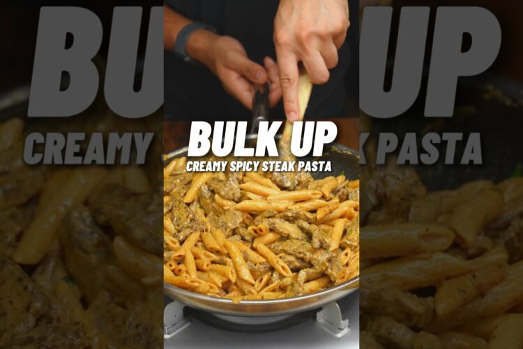 EASIEST Bulking Meal Prep! Creamy Spicy Steak Pasta!🔥🥩 OVER 1000 calories, 61g Protein #bulking